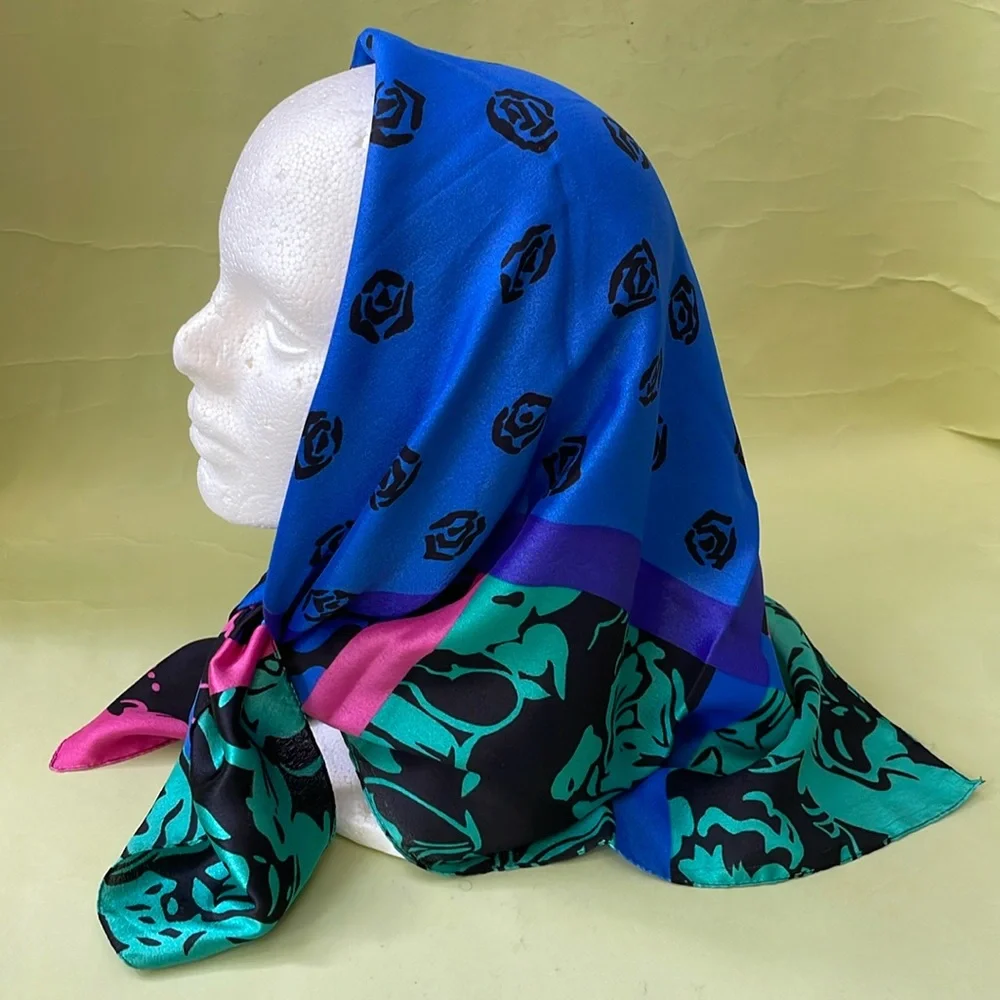 Vintage multicolored silk scarf